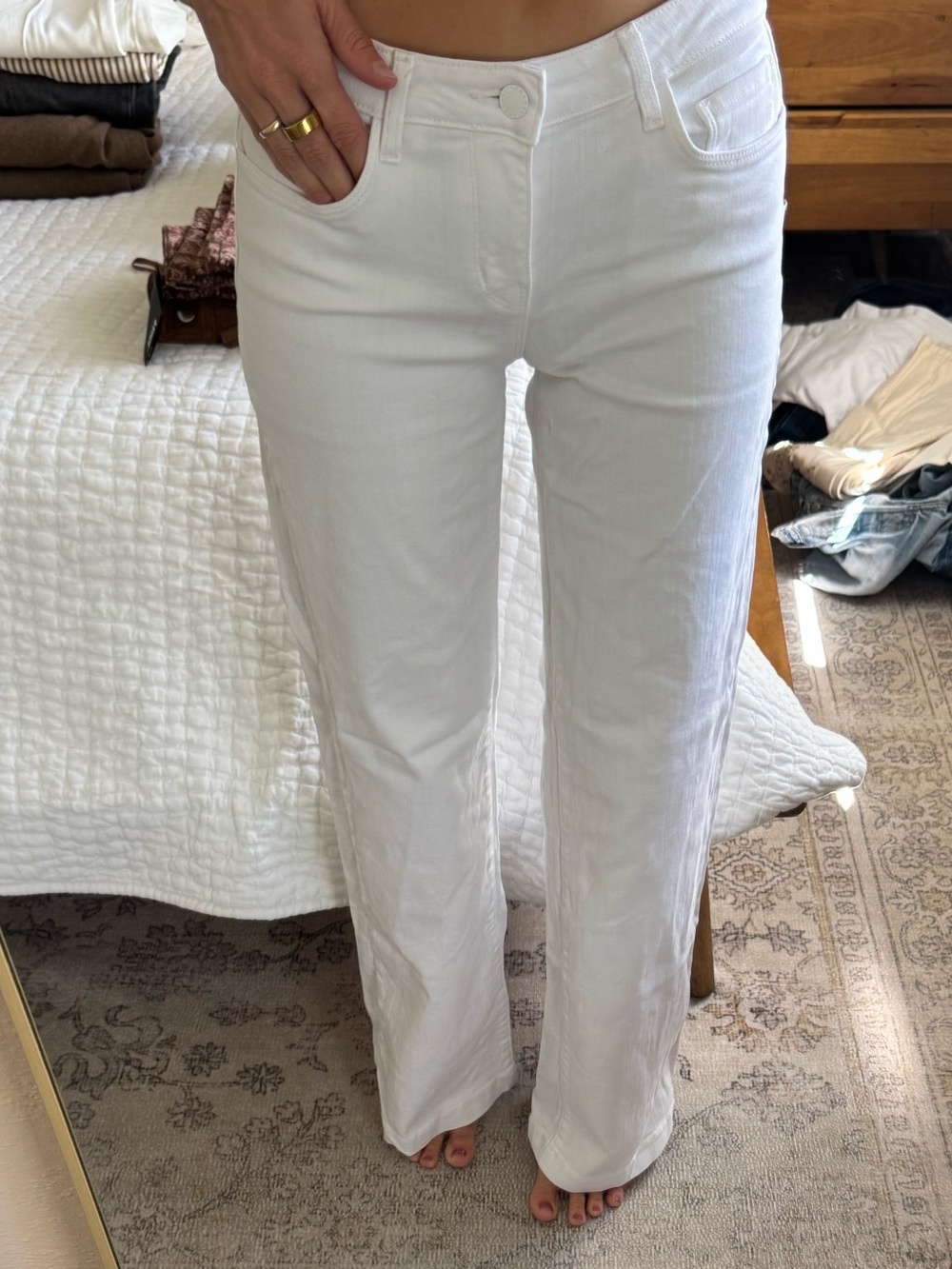 L’Agence Mid Rise White Denim